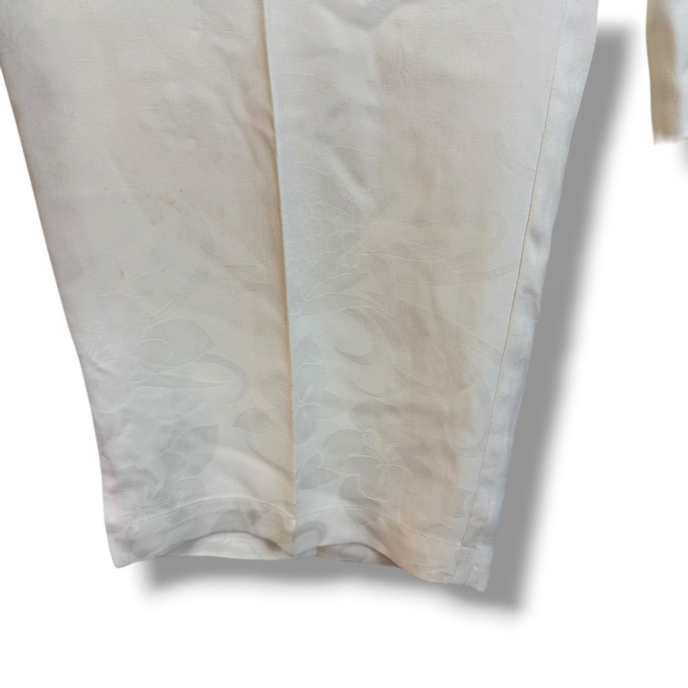 Tommy Bahama Cropped Pant Women 14 Cream Silk Floral Jacquard Relaxed Fit Resort - Picture 8 of 12